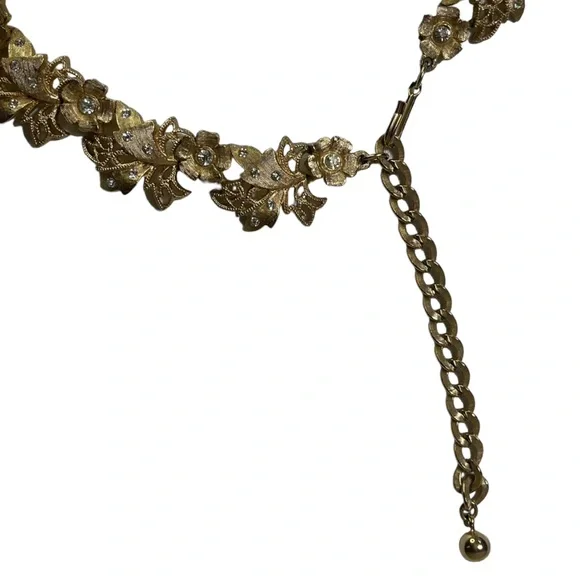 Vintage Signed Kramer Choker Necklace AB Rhinestones Gold Tone 12-16” Adjustable - Picture 7 of 15